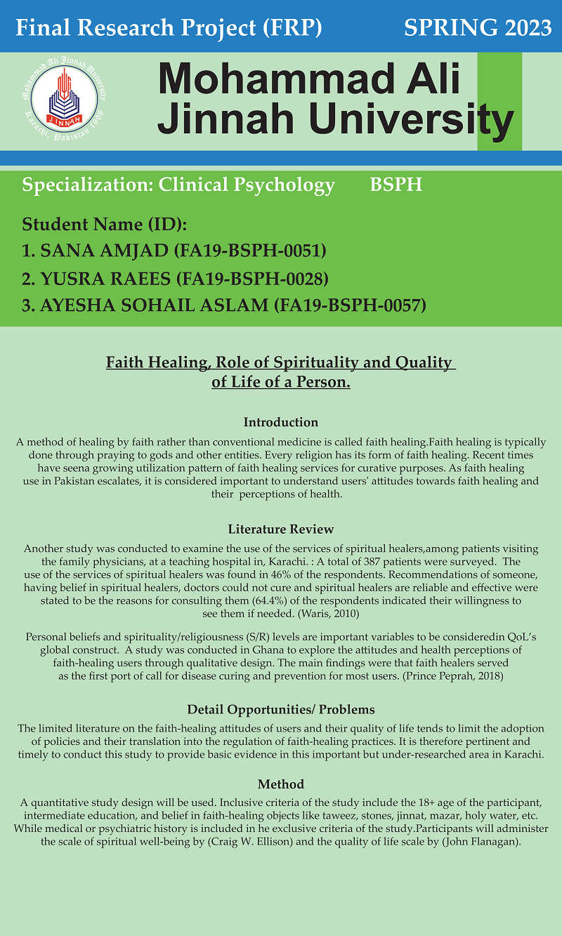 Faith Healing, Role Of Spirituality, And Quality Of Life Of A Person